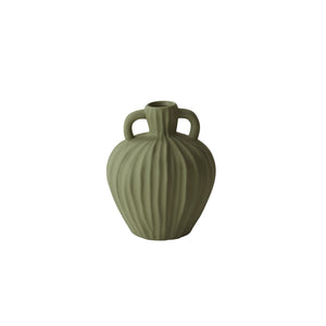 Green Ribbed Stem Vase