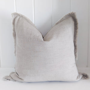 Light Gray Fringe Pillow