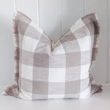 Load image into Gallery viewer, Gray and White Fringe Pillow
