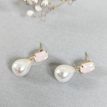 Load image into Gallery viewer, Pink Opal &amp; Pearl Earring
