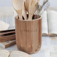 Load image into Gallery viewer, Natural Wood Utensil Holder
