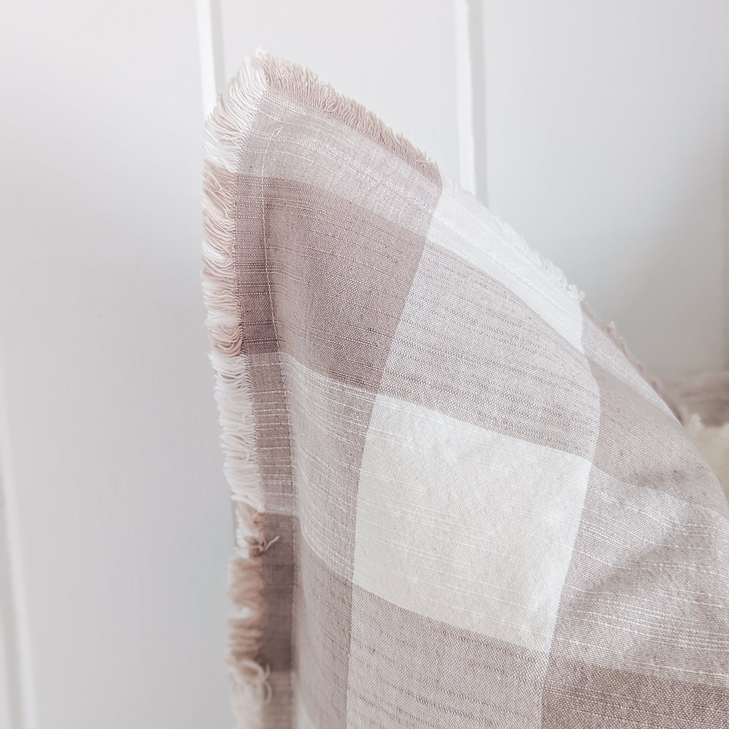 Gray and White Fringe Pillow