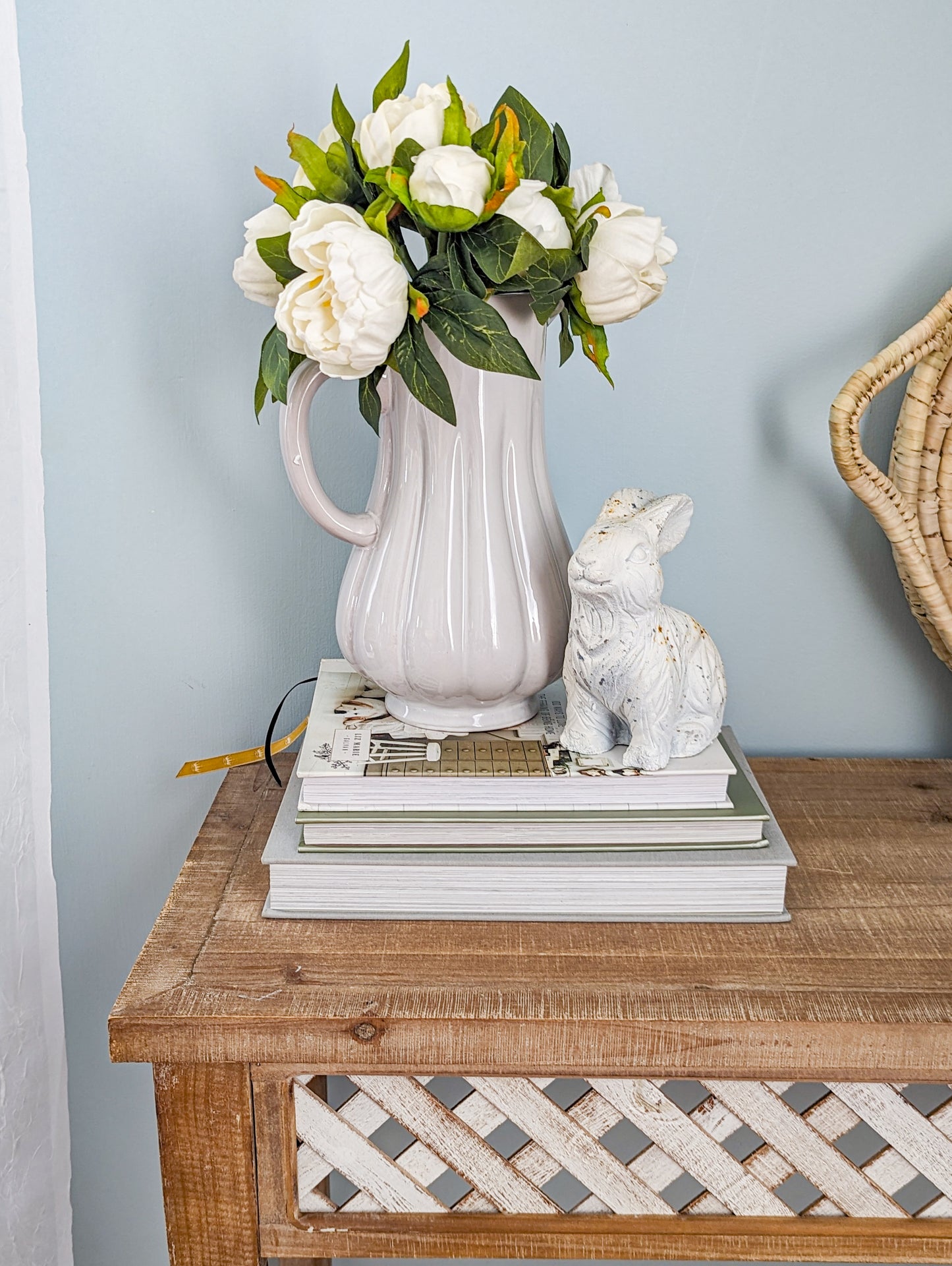 Fluted White Pitcher