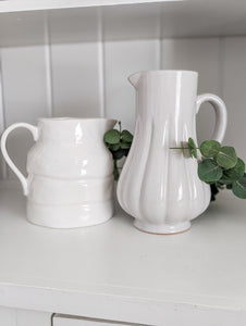 Fluted White Pitcher