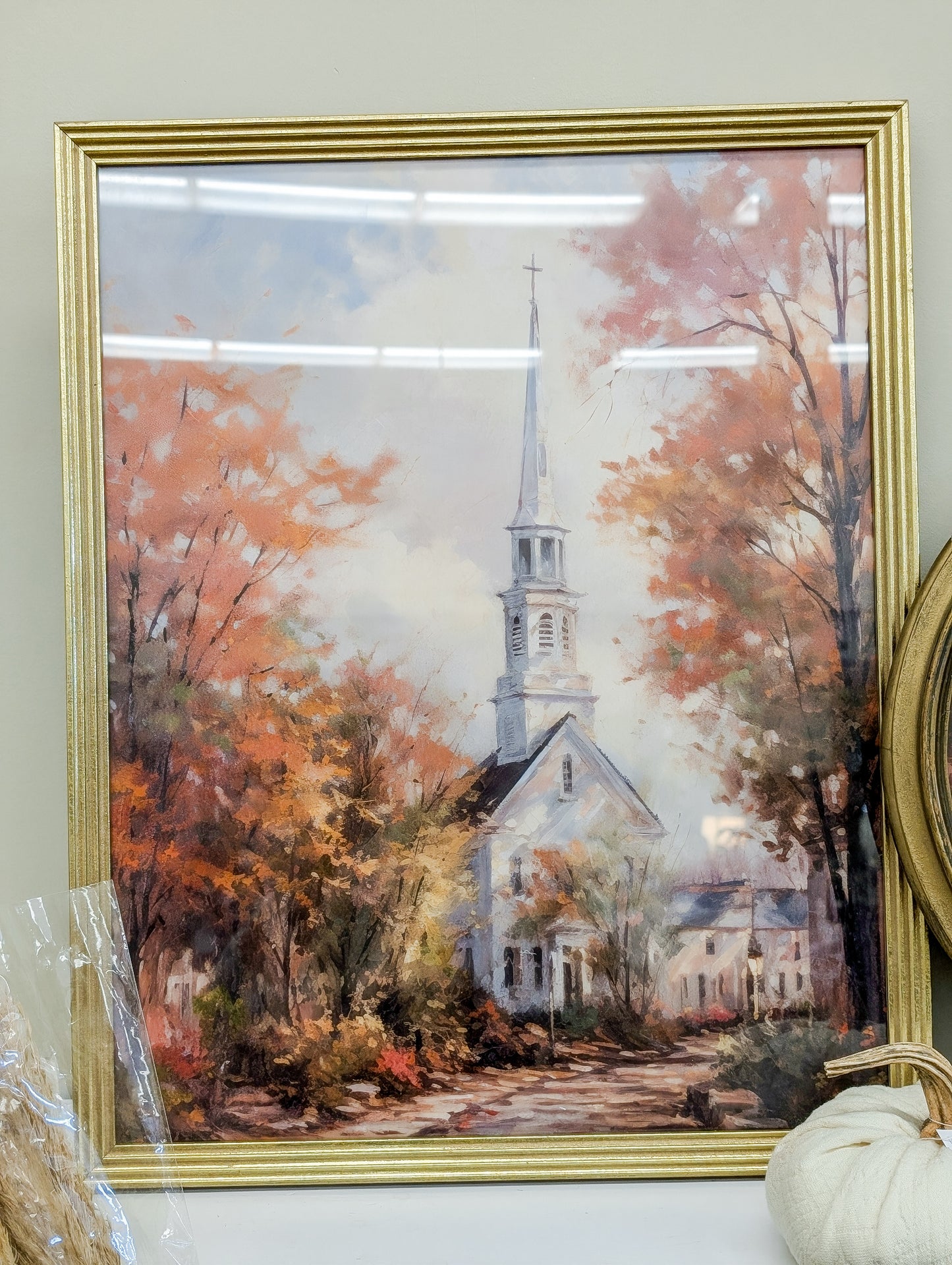 Autumn Church  in Vintage Frame