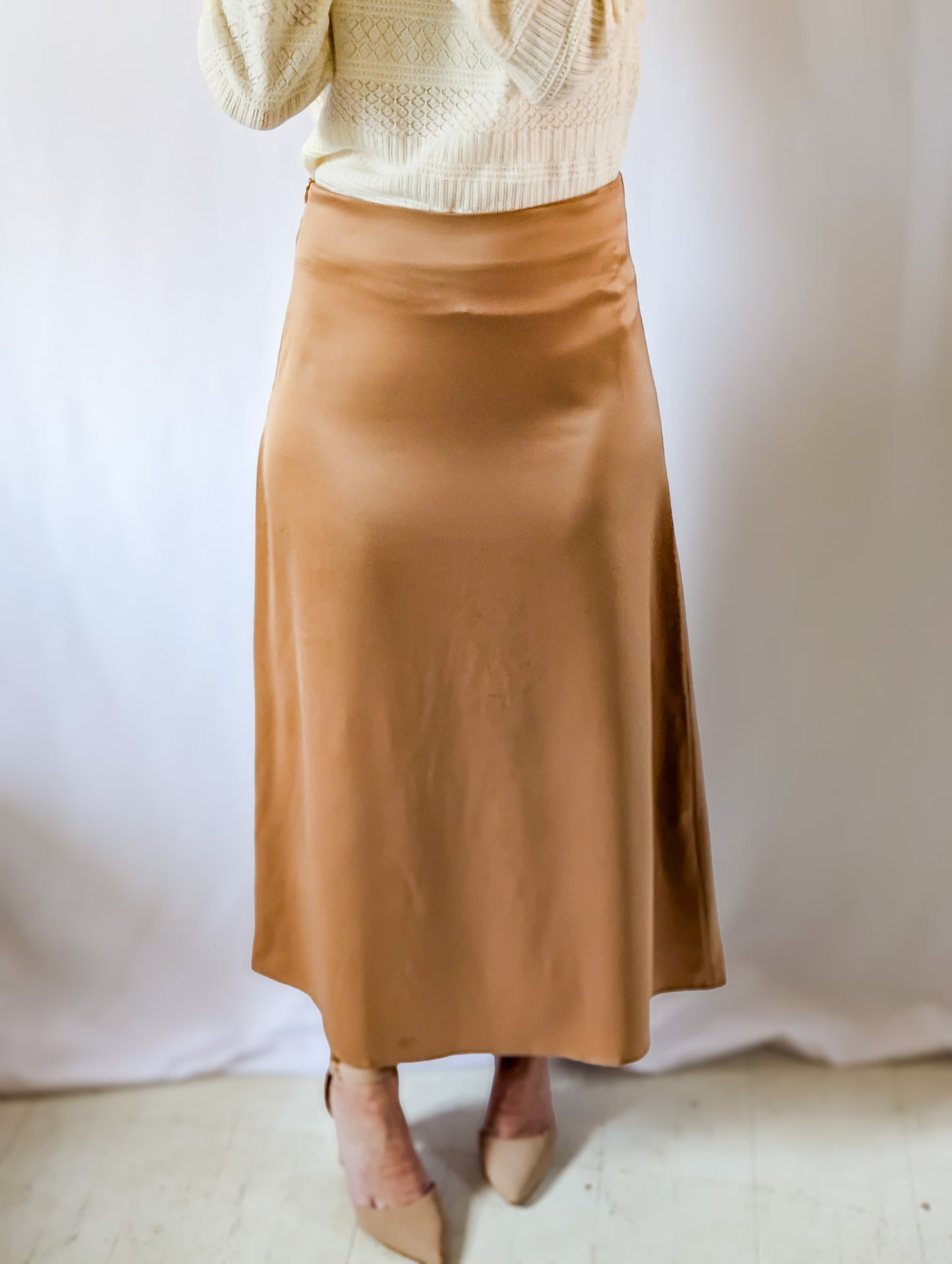 Gold Satin Maxi Skirt