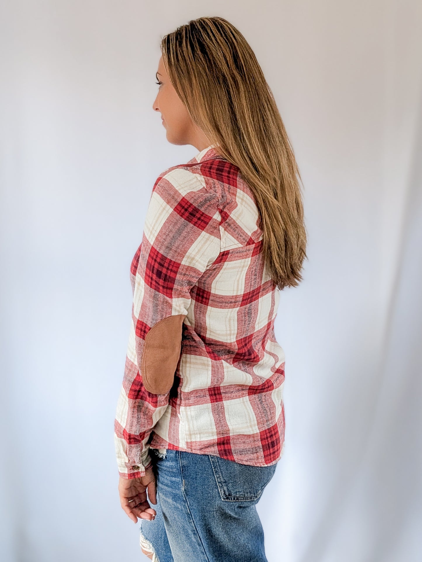 Plaid Suede Patch Shirt