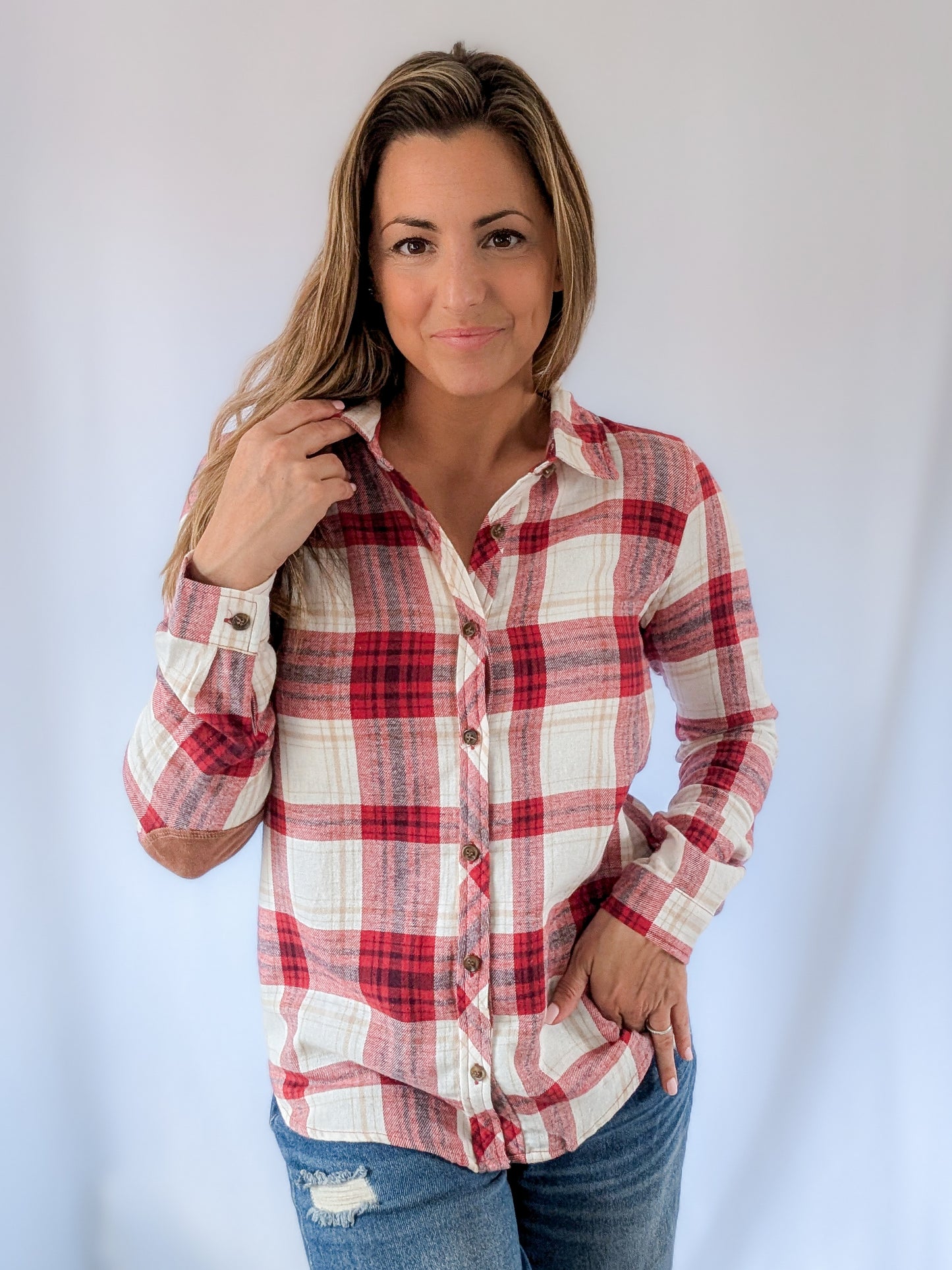 Plaid Suede Patch Shirt