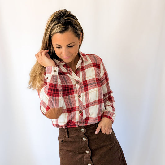 Plaid Suede Patch Shirt