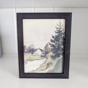Framed Wood Watercolor Lakeside