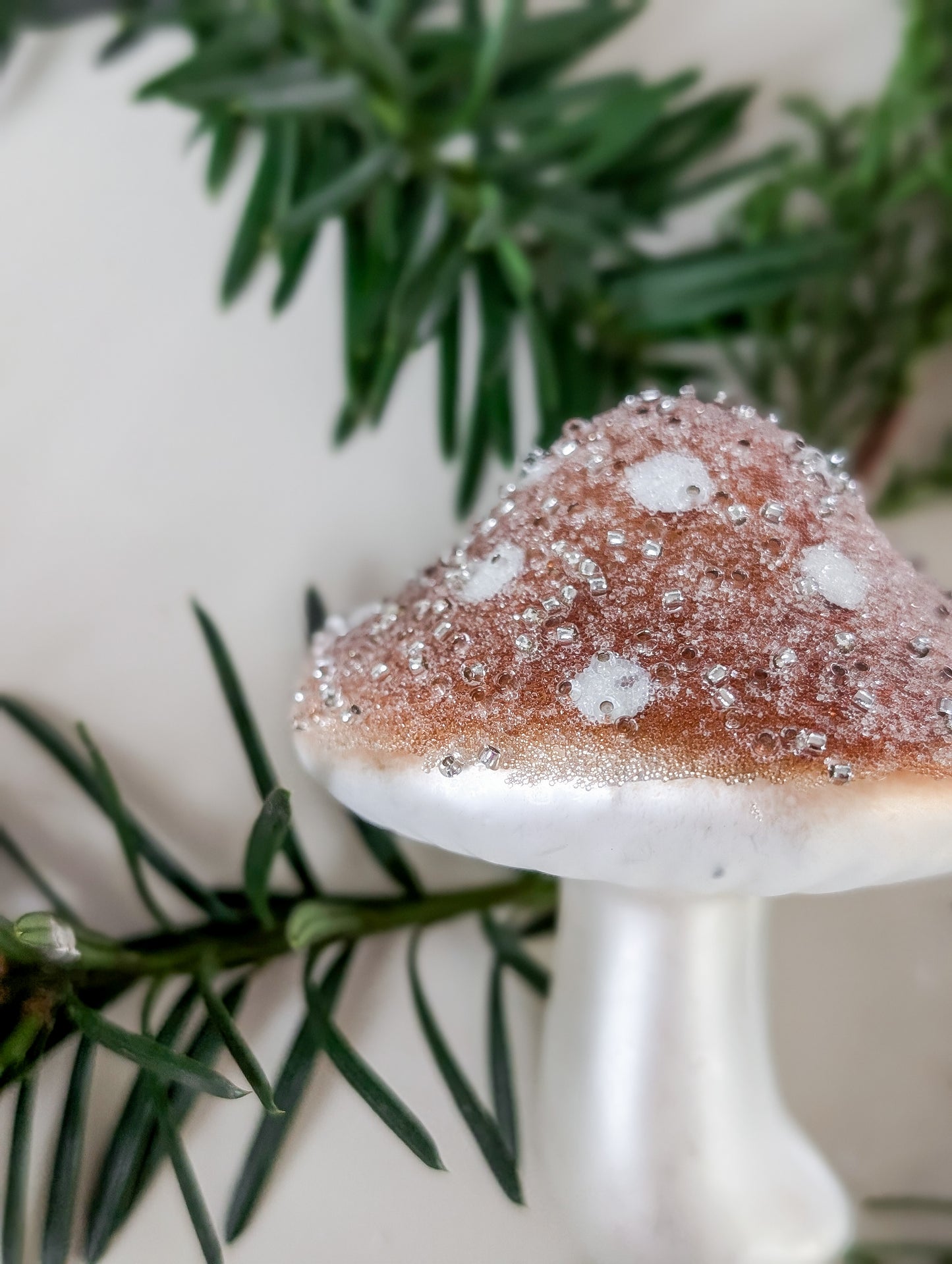 Frosted Mushroom Clip-On Ornament