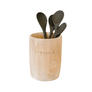 Natural Wood Utensil Holder