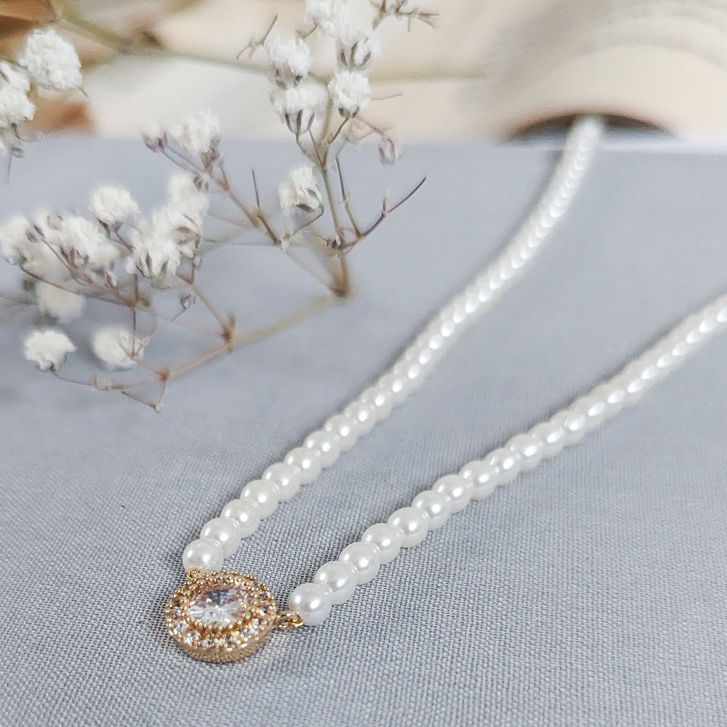 Pearl Diamond Pendant Necklace