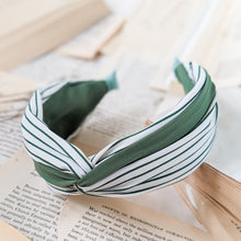 Load image into Gallery viewer, Green and White Striped Headband

