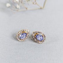 Load image into Gallery viewer, Teardrop Purple Diamond Earring

