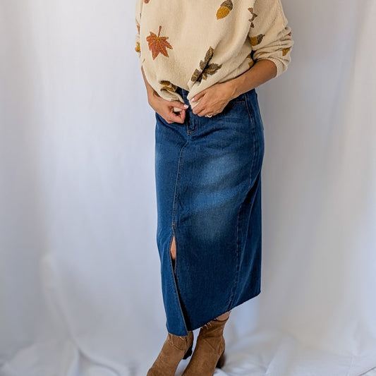 Jean Split Skirt