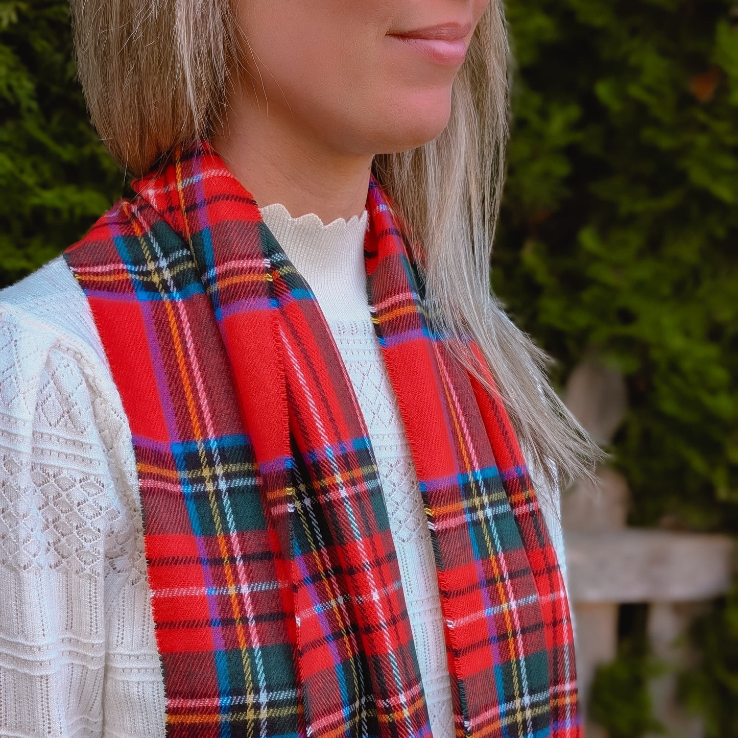 Red Tartan Plaid "Cashmere Feel" Scarf