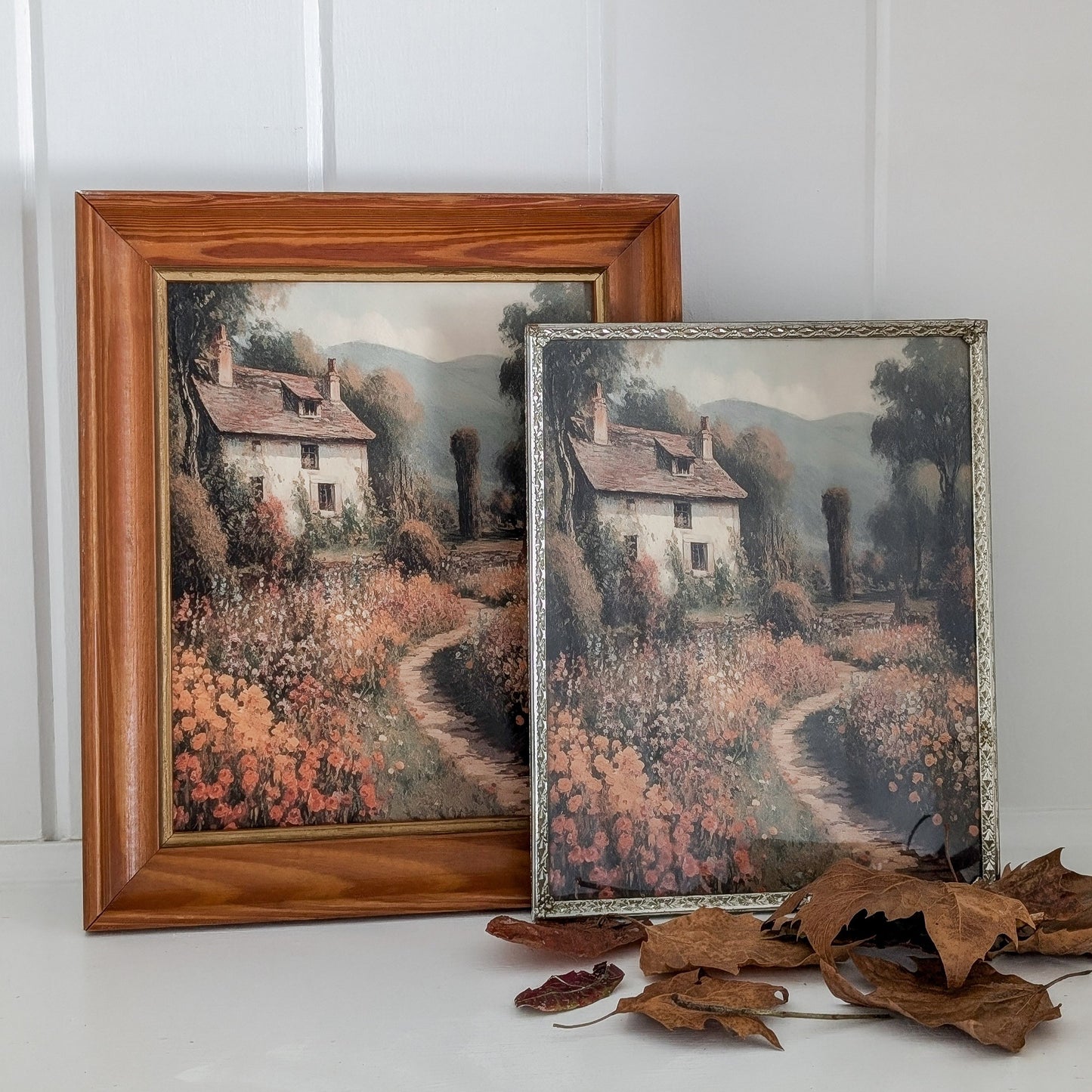 Autumn Cottage in Vintage Frame