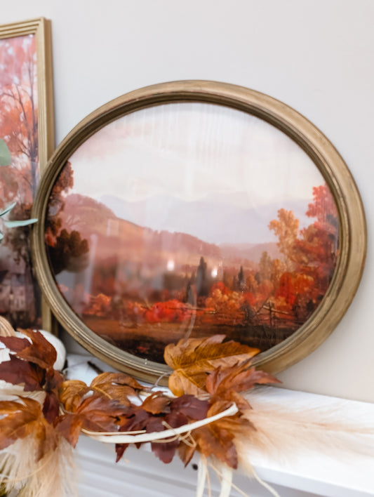 Autumn Landscape in Vintage Frame Oval