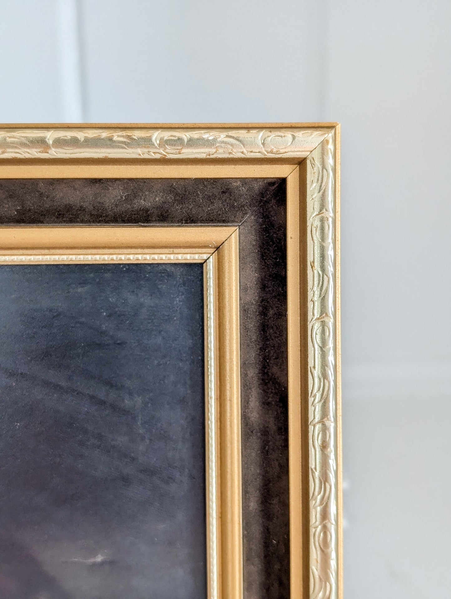 Velvet & Gold Vintage Frame Frog Art