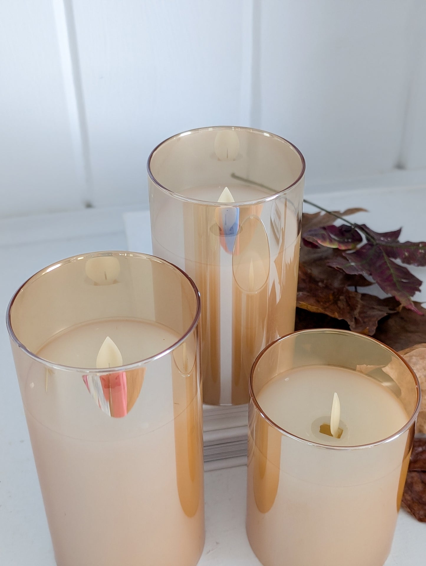 Flicker Amber Glass Candle Set