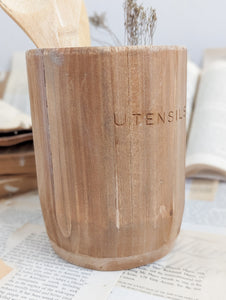 Natural Wood Utensil Holder