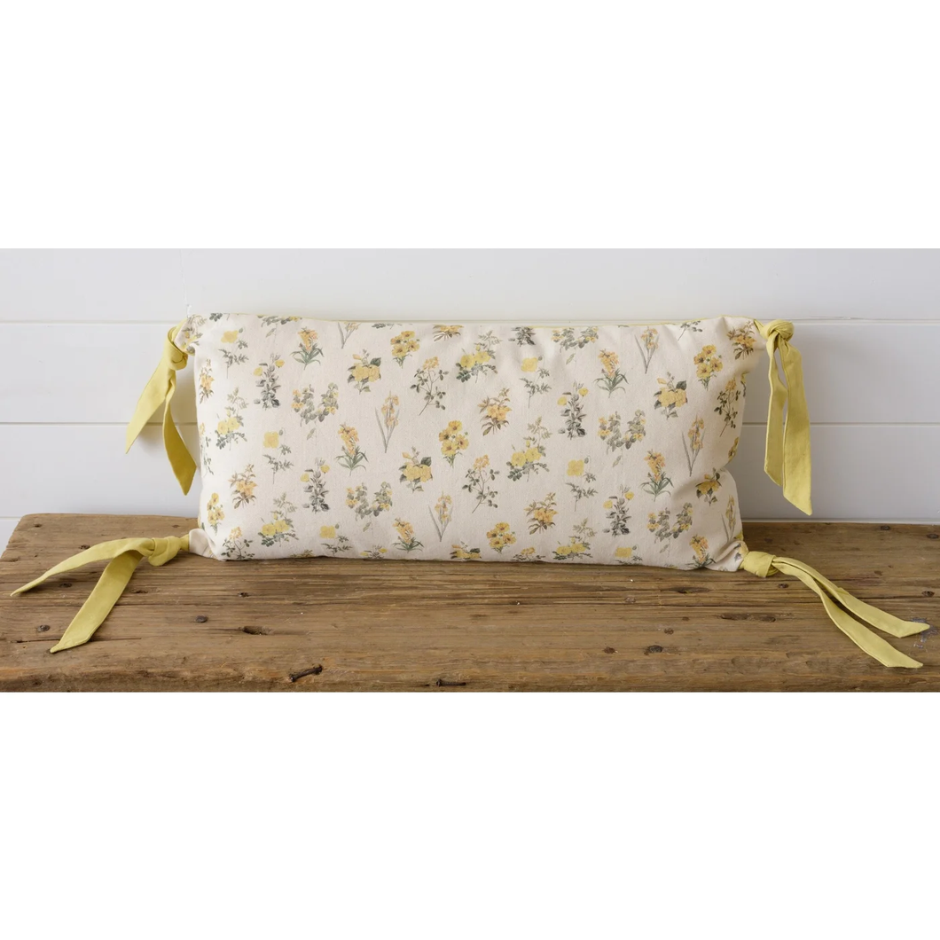 Yellow Florals Lumbar Pillow